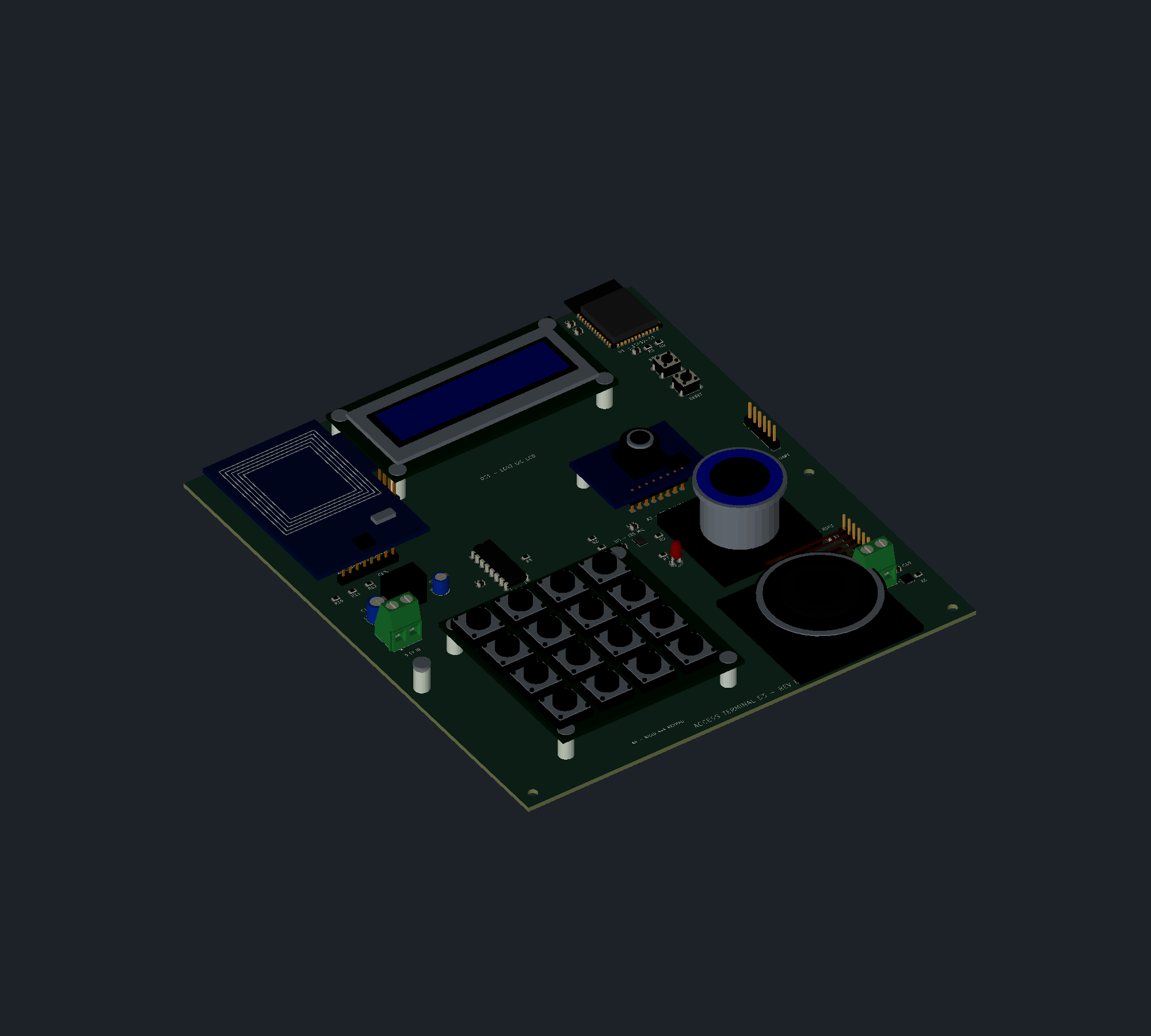 Actual exported 3D assembly of the access terminal PCB